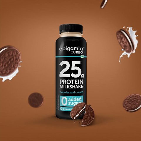 epigamia Turbo Cookies & Cream Protein Milkshake