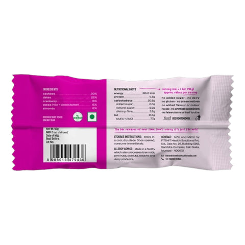 The Whole Truth Choco Cranberry Fudge Energy Bar